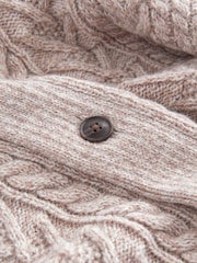 Neutral Texture Regular Fit Shawl Cable Knit Cardigan with Wool - Image 7 of 7