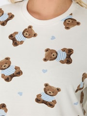 Yours Curve Cream Teddy Sleep T-Shirt & Shorts Set - Image 5 of 6