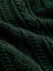 Dark Green Regular Fit Cotton Rich Cable Knit Quarter Zip Jumper - Image 7 of 7
