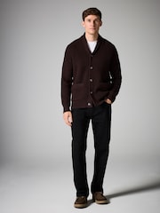 Čokoladno rjava - v standardnem kroju z vafljasto strukturo Texture Shawl pletena jopa - Slika 2 iz 8