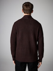 Čokoladno rjava - v standardnem kroju z vafljasto strukturo Texture Shawl pletena jopa - Slika 4 iz 8