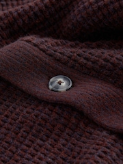 Čokoladno rjava - v standardnem kroju z vafljasto strukturo Texture Shawl pletena jopa - Slika 8 iz 8