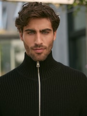 črna - v standardnem kroju Rib pulover with Wool - Slika 5 iz 8