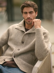 Nevtralno - Relaxed Fit Soft Touch z gumbi po celotni dolžini pulover with Wool - Slika 1 iz 7
