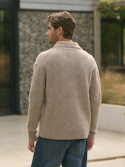 Nevtralno - Relaxed Fit Soft Touch z gumbi po celotni dolžini pulover with Wool - Slika 3 iz 7