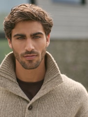 Nevtralno - Relaxed Fit Soft Touch z gumbi po celotni dolžini pulover with Wool - Slika 4 iz 7