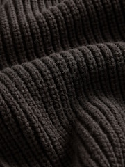 Brown Relaxed Fit Rib Knit Shacket with Wool - Image 8 of 9