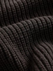Brown Relaxed Fit Rib Knit Shacket with Wool - Image 9 of 9
