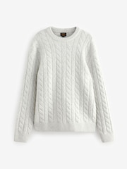 Ecru White Regular Fit Premium Soufflé Crew Jumper with Wool - Image 5 of 7