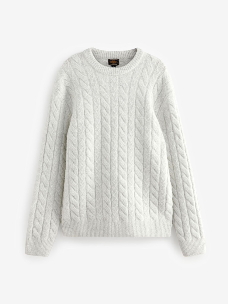 Ecru White Regular Fit Premium Soufflé Crew Jumper with Wool - Image 5 of 7