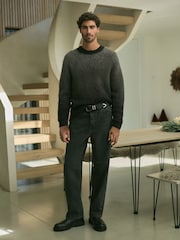 Grey/Black Regular Fit Brushed Ombré Crew Jumper with Wool - Image 2 of 9