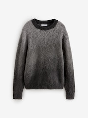 Grey/Black Regular Fit Brushed Ombré Crew Jumper with Wool - Image 7 of 9