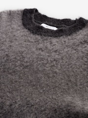 Grey/Black Regular Fit Brushed Ombré Crew Jumper with Wool - Image 8 of 9