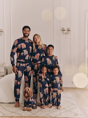 Navy Blue Matching Family Womens Christmas Hamish The Highland Cow 100% Cotton Pyjamas - Image 3 of 10