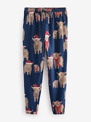 Navy Blue Matching Family Womens Christmas Hamish The Highland Cow 100% Cotton Pyjamas - Image 8 of 10