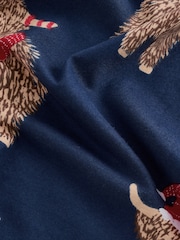 Navy Blue Matching Family Womens Christmas Hamish The Highland Cow 100% Cotton Pyjamas - Image 9 of 10