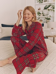 Red Check Matching Family Womens Christmas Flannel 100% Cotton Pyjamas - Image 1 of 10