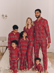 Red Check Matching Family Womens Christmas Flannel 100% Cotton Pyjamas - Image 4 of 10