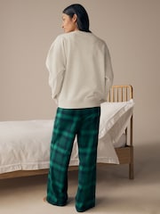 Grey/Green Womens 100% Cotton Matching Family Christmas Happy Holidays Pyjamas - Image 4 of 11
