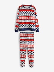 Red/Navy Blue Matching Family Womens Christmas Fairisle Pattern 100% Cotton Pyjamas - Image 4 of 8