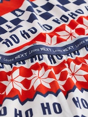 Red/Navy Blue Matching Family Womens Christmas Fairisle Pattern 100% Cotton Pyjamas - Image 8 of 8
