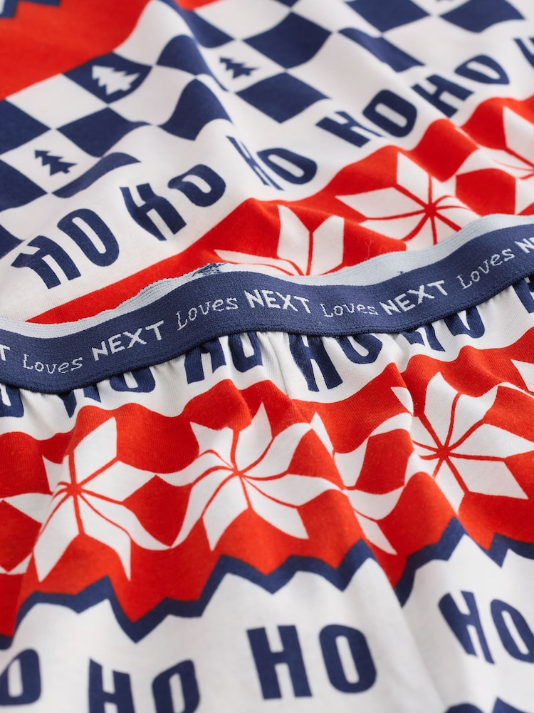 Red/Navy Blue Matching Family Womens Christmas Fairisle Pattern 100% Cotton Pyjamas - Image 8 of 8