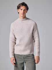 Neutral Relaxed Fit Premium Soft Touch Crew Jumper with Wool - Image 1 of 7
