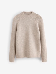 Neutral Relaxed Fit Premium Soft Touch Crew Jumper with Wool - Image 5 of 7