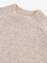 Neutral Relaxed Fit Premium Soft Touch Crew Jumper with Wool - Image 7 of 7