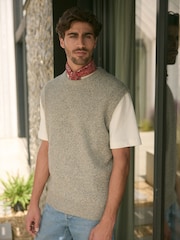 Light Grey Regular Fit Textured Knit Tank with Wool - Image 1 of 6