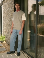 Light Grey Regular Fit Textured Knit Tank with Wool - Image 2 of 6