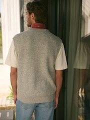 Light Grey Regular Fit Textured Knit Tank with Wool - Image 4 of 6