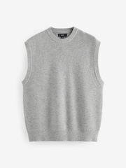 Light Grey Regular Fit Textured Knit Tank with Wool - Image 6 of 6