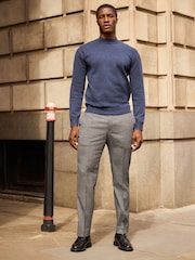 Blue Plain Regular Fit Soft Touch Premium Knitted Crew Jumper - Image 4 of 4