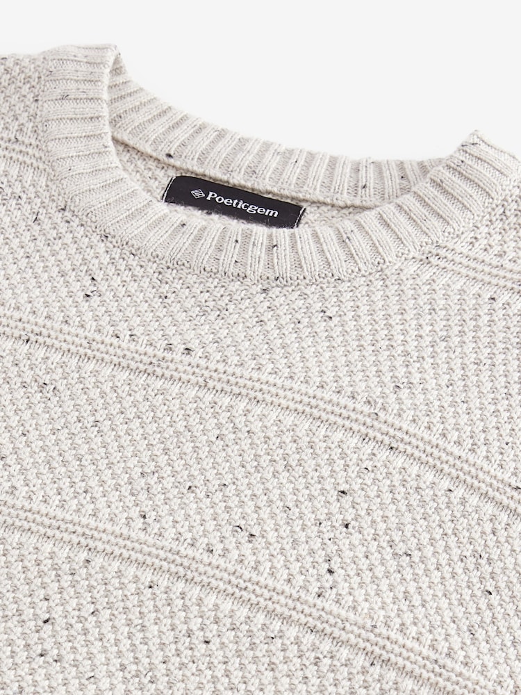 Ecru White Regular Fit Textured Jumper with Wool - Image 7 of 7