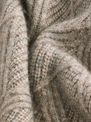 Neutral Relaxed Fit Textured Crew Jumper with Wool - Image 4 of 8