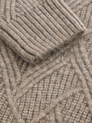 Neutral Relaxed Fit Textured Crew Jumper with Wool - Image 8 of 8