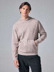 Neutral Regular Fit Knit Hoodie with Wool - Image 1 of 8