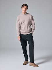 Neutral Regular Fit Knit Hoodie with Wool - Image 2 of 8