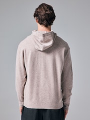 Neutral Regular Fit Knit Hoodie with Wool - Image 3 of 8