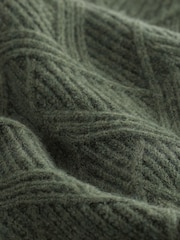 Green Relaxed Fit Textured Crew Jumper with Wool - Image 8 of 8