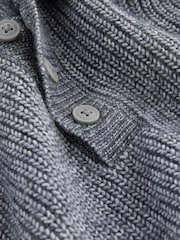 Charcoal Grey Relaxed Fit Rib Texture Polo Neck Jumper with Wool - Image 7 of 8