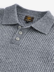 Charcoal Grey Relaxed Fit Rib Texture Polo Neck Jumper with Wool - Image 8 of 8