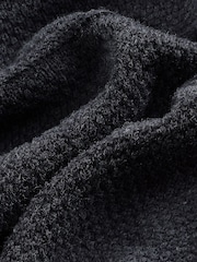 Grey Regular Fit Textured Zip Neck Jumper with Wool - Image 8 of 8
