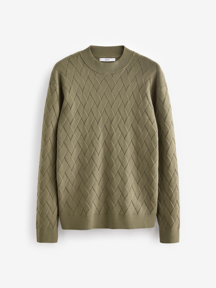 Grün - Premium-Strickpullover mit weicher Textur und Rundhalsausschnitt in normaler Passform - Image 6 of 7