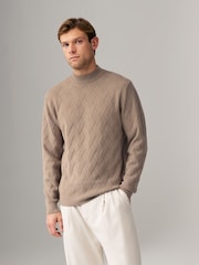 Red/Brown Regular Fit Soft Touch Premium Knitted Texture Crew Jumper - Image 1 of 7