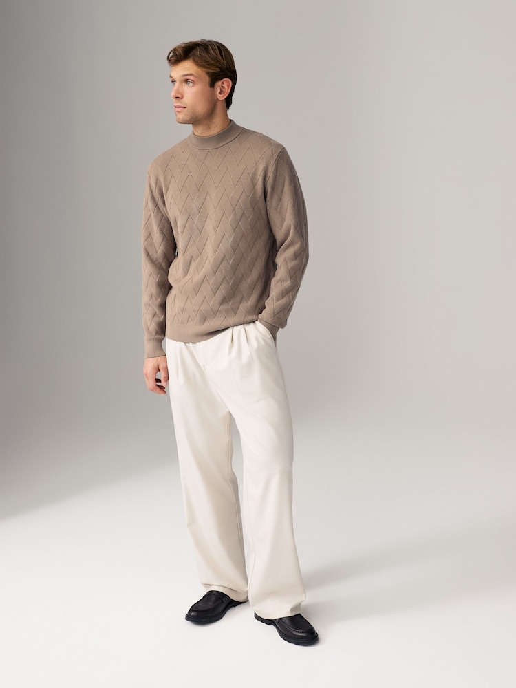 Red/Brown Regular Fit Soft Touch Premium Knitted Texture Crew Jumper - Image 2 of 7