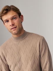 Red/Brown Regular Fit Soft Touch Premium Knitted Texture Crew Jumper - Image 4 of 7
