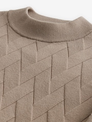 Red/Brown Regular Fit Soft Touch Premium Knitted Texture Crew Jumper - Image 6 of 7