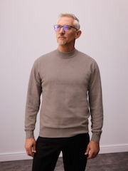 Grège foncé - Uni - Coupe classique Soft Touch Premium Knitted Col rond Pull - Image 2 of 6